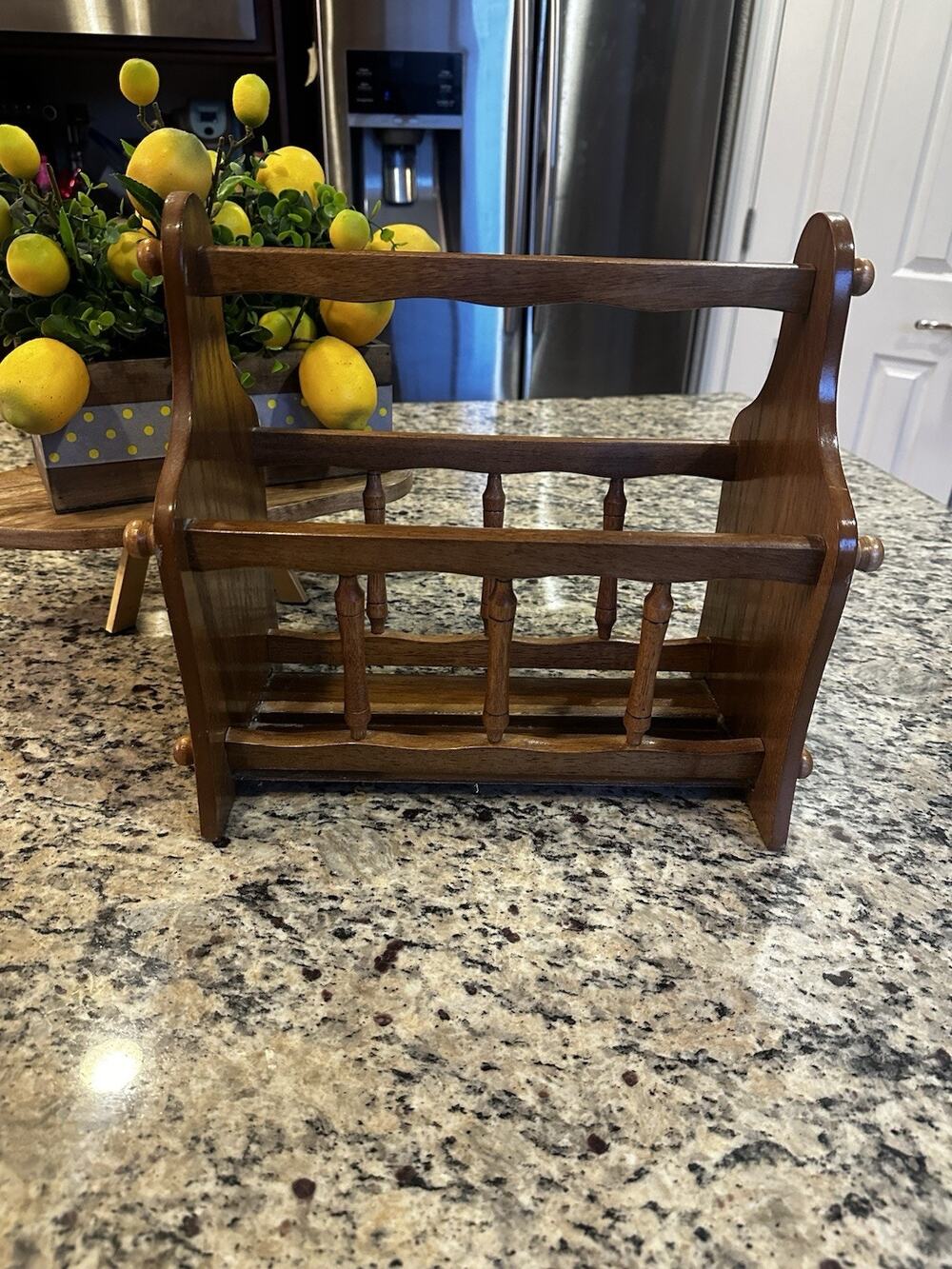 Vintage Wood Powell Magazine Rack DOWEL Newspaper Storage Home Decor